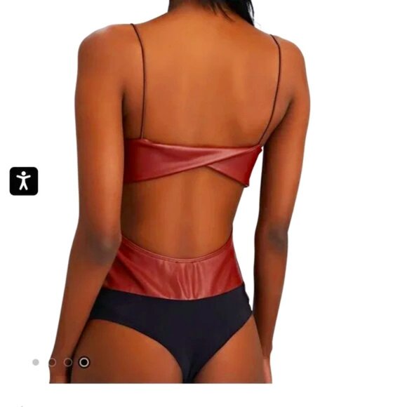 NWT ALIX NYC Hirst Vegan Leather Bodysuit - Picture 2 of 3